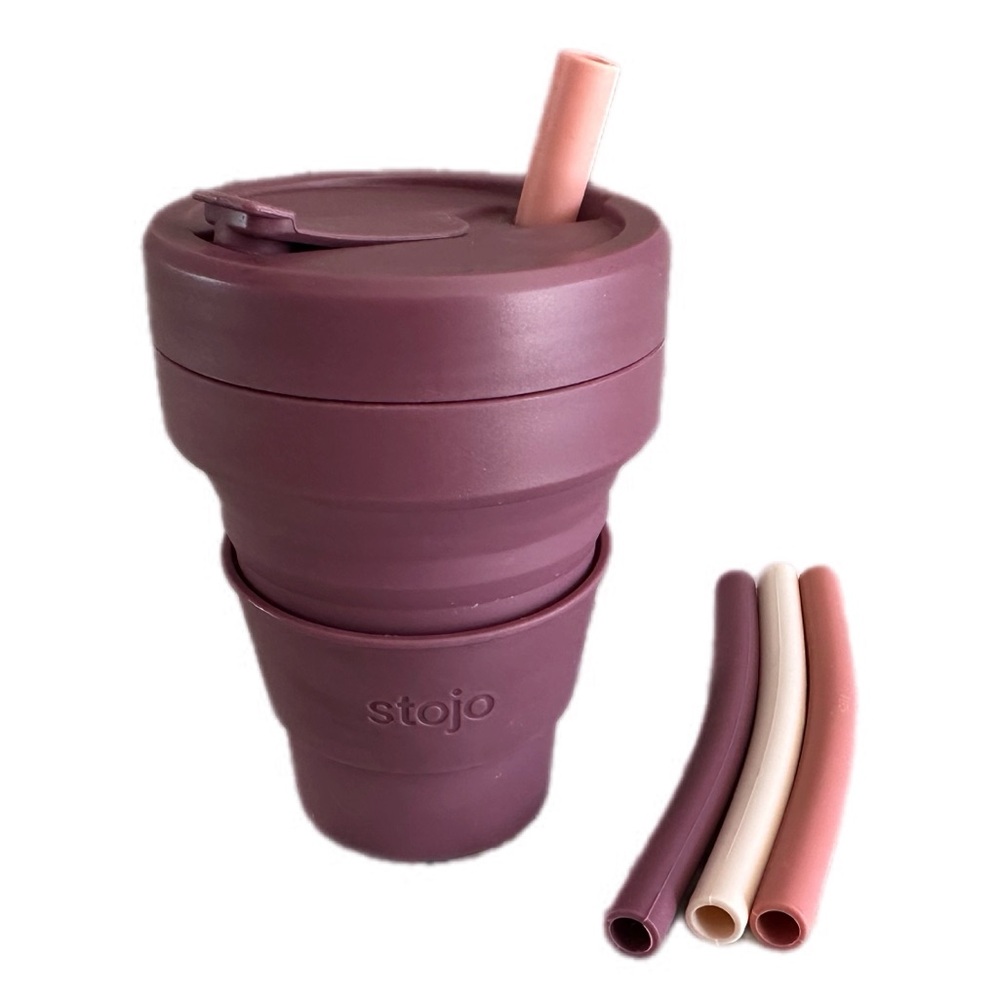 Stojo 12oz Cup with‎ 4 Straws